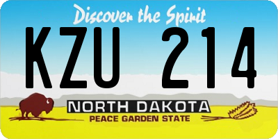 ND license plate KZU214