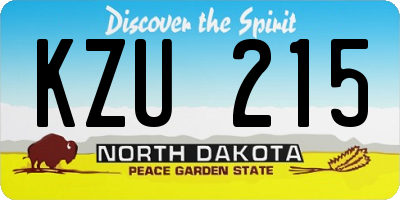 ND license plate KZU215