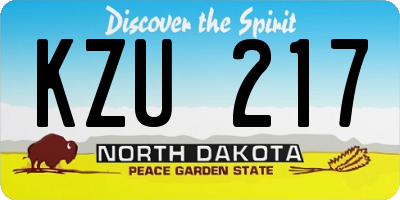 ND license plate KZU217