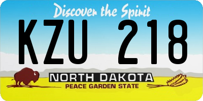 ND license plate KZU218