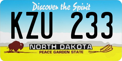 ND license plate KZU233