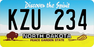 ND license plate KZU234