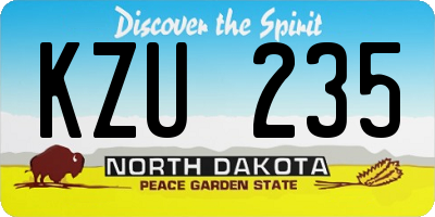 ND license plate KZU235