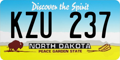 ND license plate KZU237