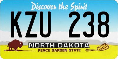 ND license plate KZU238