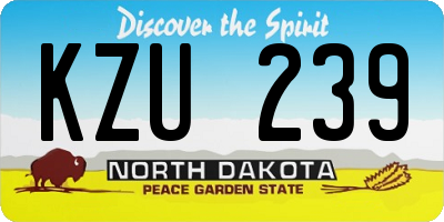 ND license plate KZU239