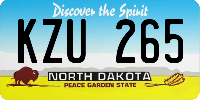 ND license plate KZU265