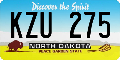 ND license plate KZU275