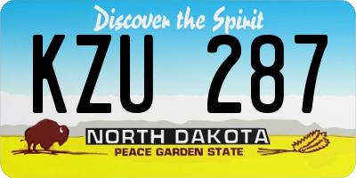 ND license plate KZU287