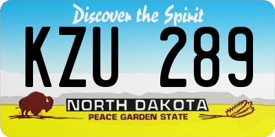 ND license plate KZU289