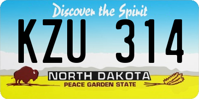 ND license plate KZU314