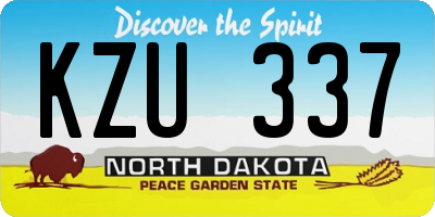 ND license plate KZU337