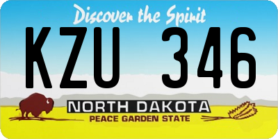 ND license plate KZU346