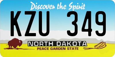 ND license plate KZU349
