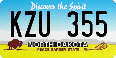 ND license plate KZU355