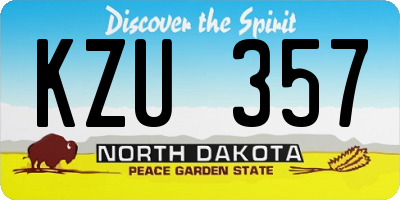 ND license plate KZU357