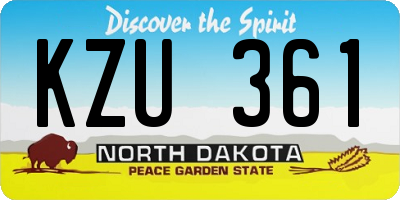 ND license plate KZU361