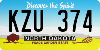 ND license plate KZU374