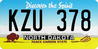 ND license plate KZU378