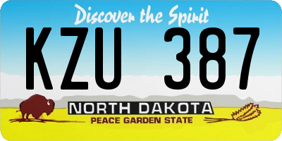 ND license plate KZU387
