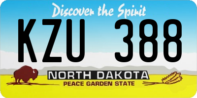 ND license plate KZU388