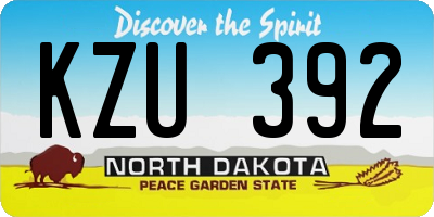 ND license plate KZU392