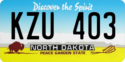 ND license plate KZU403