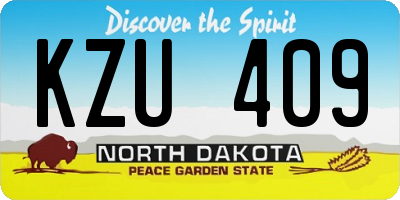 ND license plate KZU409