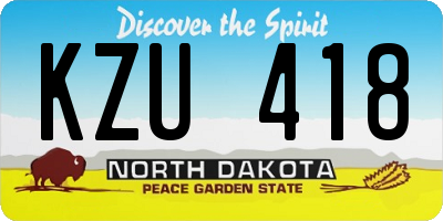 ND license plate KZU418