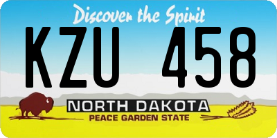 ND license plate KZU458