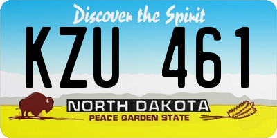 ND license plate KZU461