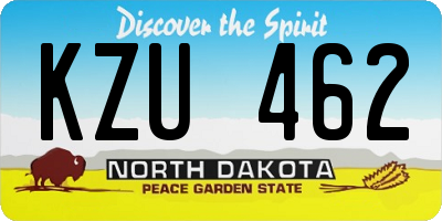 ND license plate KZU462