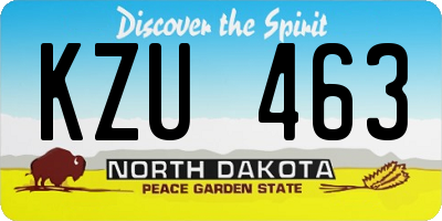 ND license plate KZU463