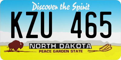 ND license plate KZU465