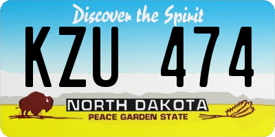 ND license plate KZU474