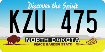 ND license plate KZU475