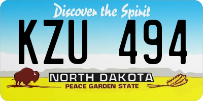 ND license plate KZU494