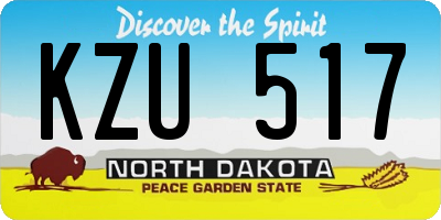 ND license plate KZU517