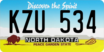 ND license plate KZU534