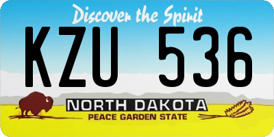 ND license plate KZU536