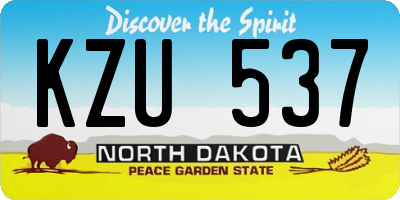 ND license plate KZU537