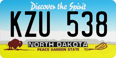 ND license plate KZU538