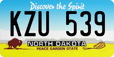 ND license plate KZU539