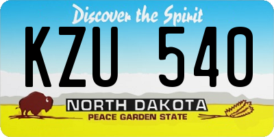 ND license plate KZU540