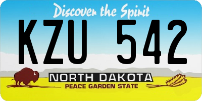 ND license plate KZU542