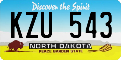 ND license plate KZU543