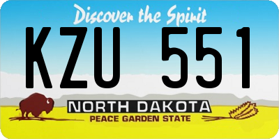 ND license plate KZU551