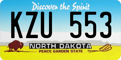 ND license plate KZU553