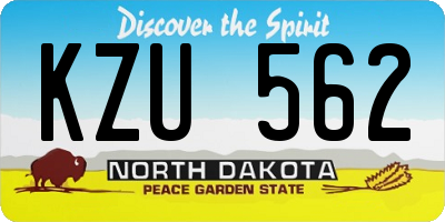 ND license plate KZU562