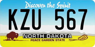 ND license plate KZU567